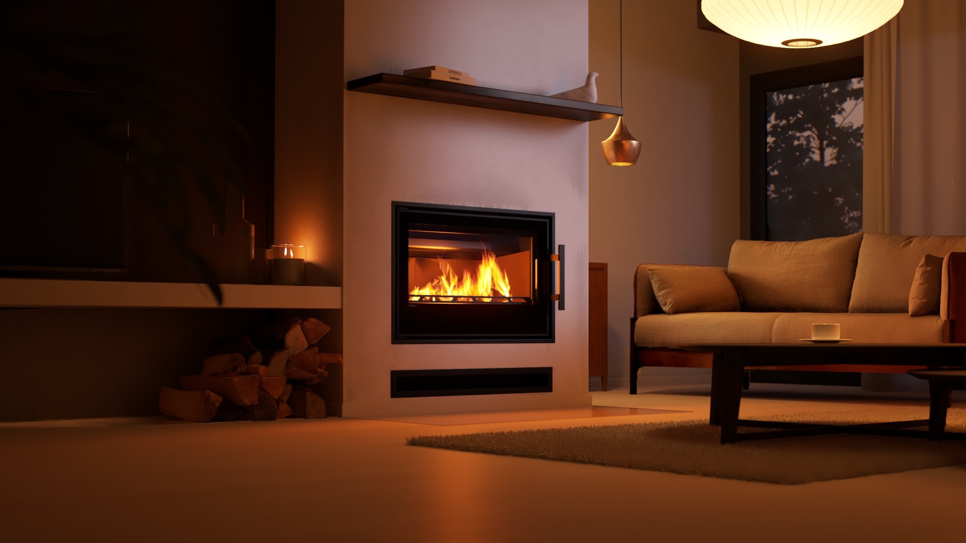 Moderní interiérový krb s krbovou vložkou - realizace Teplice Trnovany